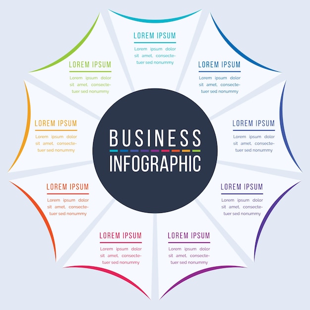 Infographic design 9 Steps objects elements or options circle infographic template for business