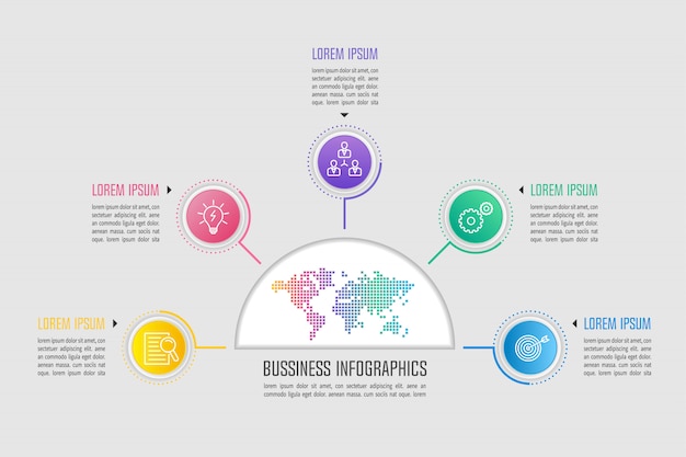 Infographic design business concept with 5 options, parts or processes.