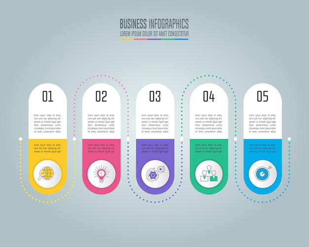 Infographic design business concept with 5 options, parts or processes.