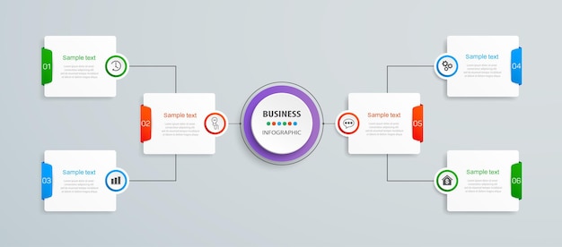 Infographic design business template with 6 options