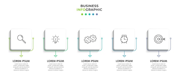 Infographic design business template with icons and 5 five options or steps