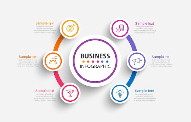 Vector infographic design business template with icons and 6 options