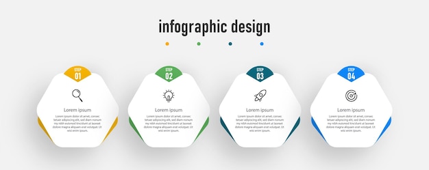 Infographic design elegant professional template with 4 step Premium Vector