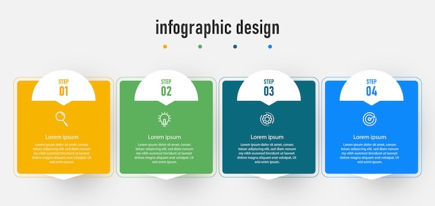 Infographic design elegant professional template with 4 step Premium Vector