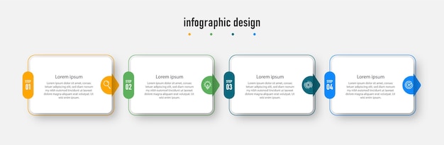 Infographic design elegant professional template with 4 step Premium Vector