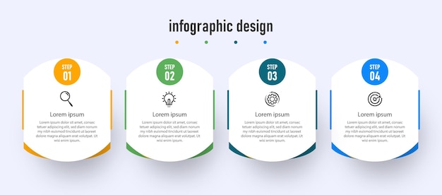 Infographic design elegant professional template with 4 step Premium Vector