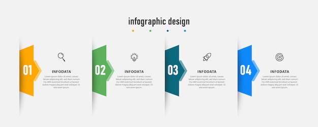 Infographic design elegant professional template with 4 step Premium Vector