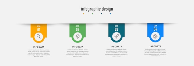 Infographic design elegant professional template with 4 step Premium Vector