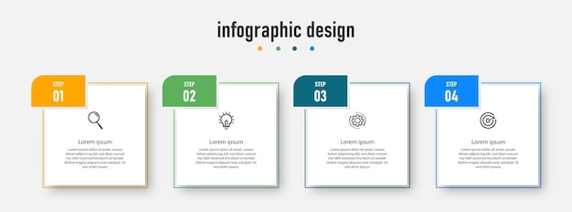 Infographic design elegant professional template with 4 step Premium Vector