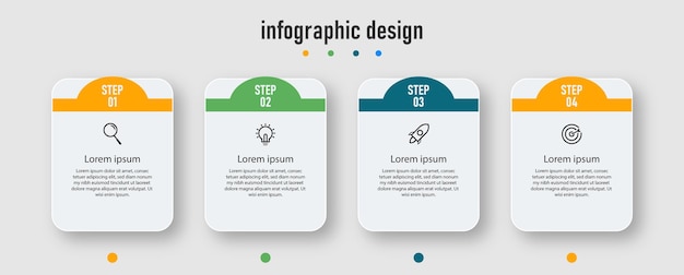 Infographic design elegant professional template with 4 step Premium Vector