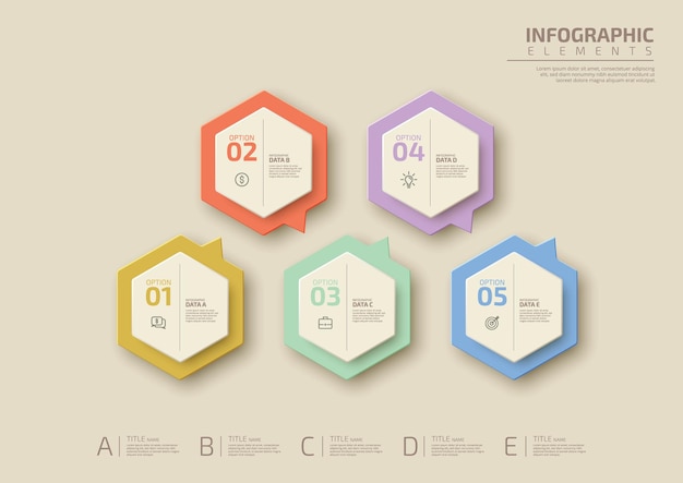 Infographic design elements with 5 options