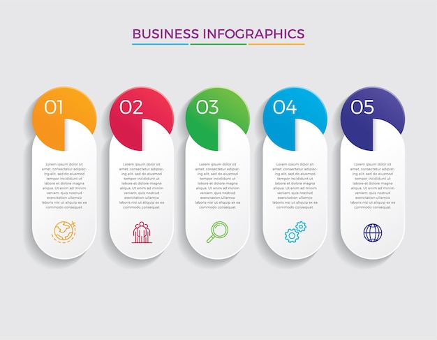 Infographic design and marketing. Business concept with 5 options, steps or processes. 