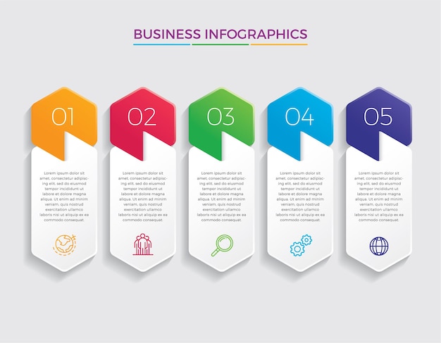 Infographic design and marketing. Business concept with 5 options, steps or processes. 