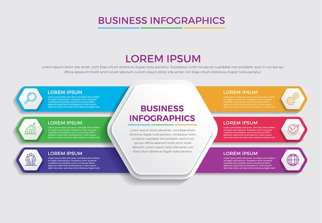 Infographic design and marketing. Business concept with 6 options, steps or processes. 