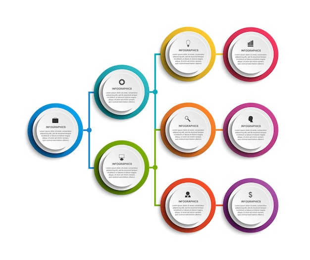 Infographic design organization chart template.