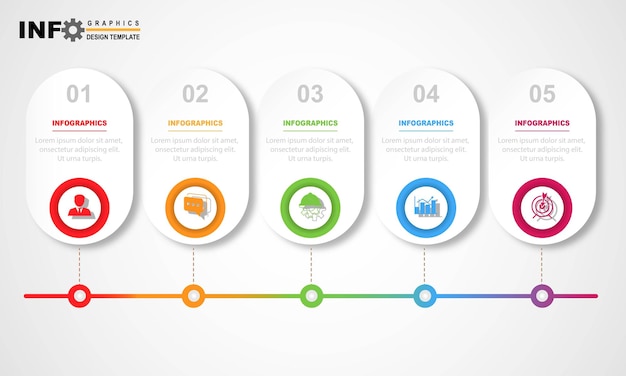 Infographic design template five step or process for business presentation