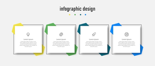 Infographic design template time line with 4 steps,