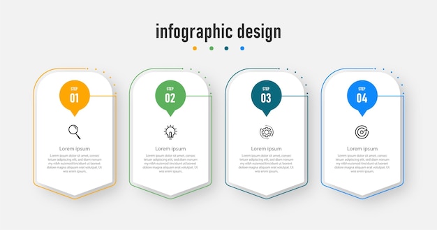 Infographic design template time line with 4 steps,