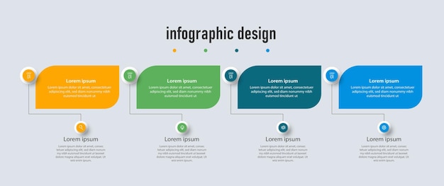 Infographic design template time line with 4 steps