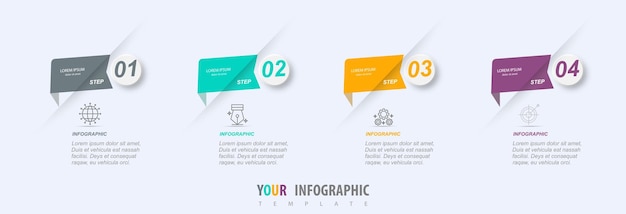 Infographic design template time line with 4 steps