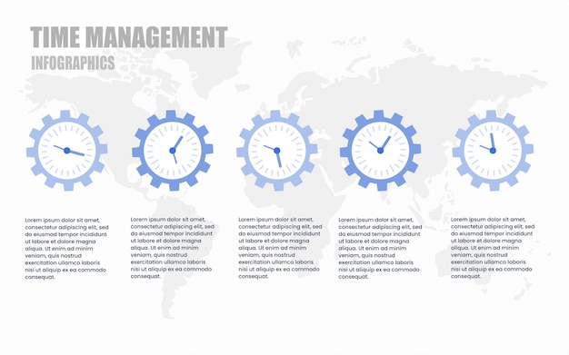 Infographic design template. Time organization with 5 steps for presentation, diagram, banner