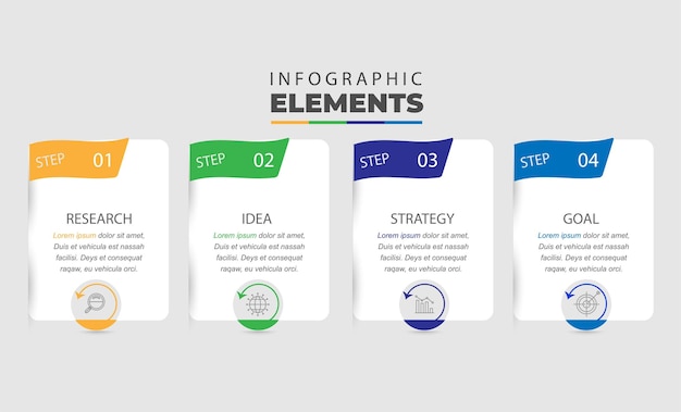 Infographic design template timeline with 4 steps options can be used for workflow diagram