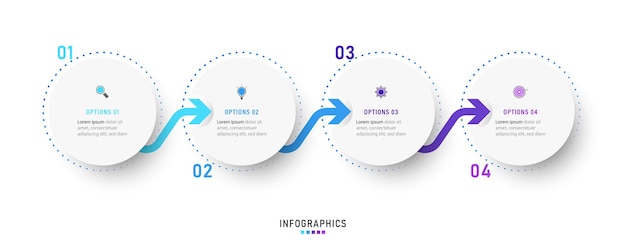 Infographic design template with 4 options or steps. 