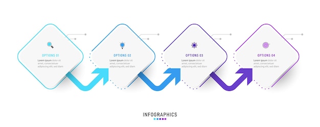 Infographic design template with 4 options or steps. 