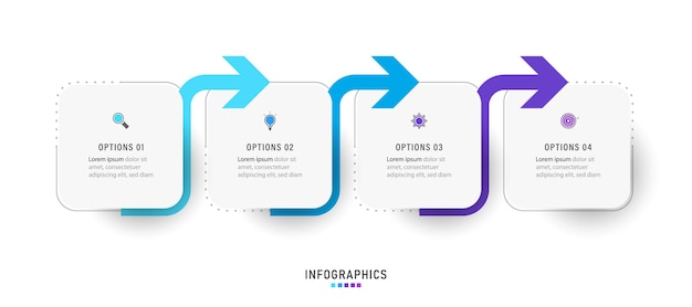 Infographic design template with 4 options or steps. 