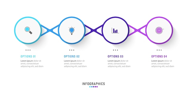 Infographic design template with 4 options or steps. 