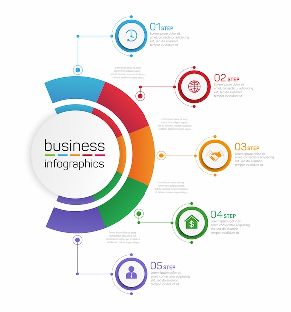 Infographic design template with 5 options or steps