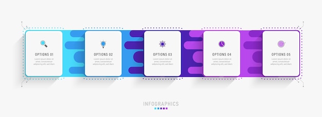  Infographic design template with 5 options or steps.  