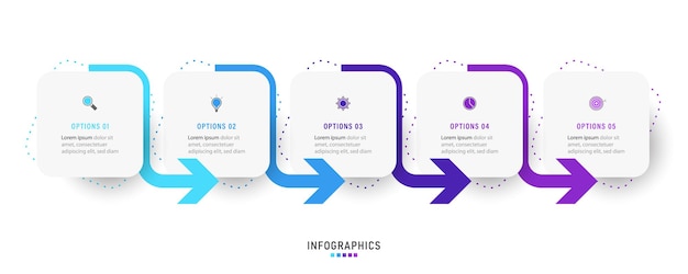 Infographic design template with 5 options or steps. 