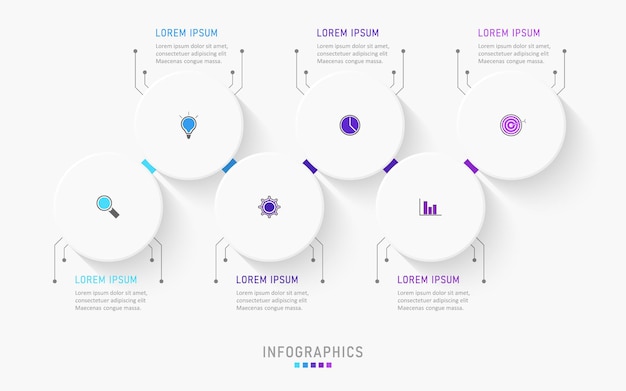 Infographic design template with 6 options or steps.