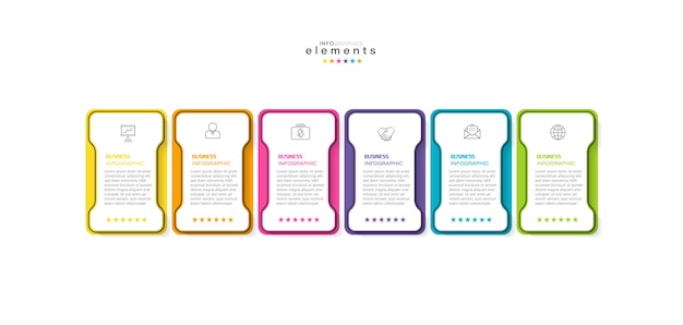 Infographic design template with icons and 6 options or steps.