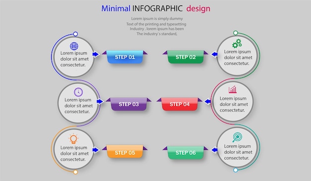 Infographic design template with icons and 6