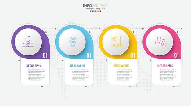 Infographic design template with icons and process