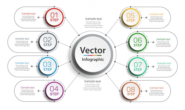 Infographic design template with options and 8 steps