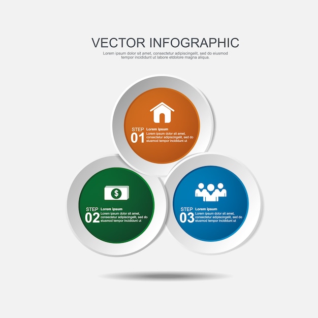 Infographic design with 3 options circles 