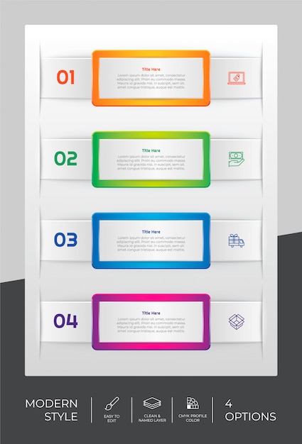 Infographic  design with 4 steps and modern style.