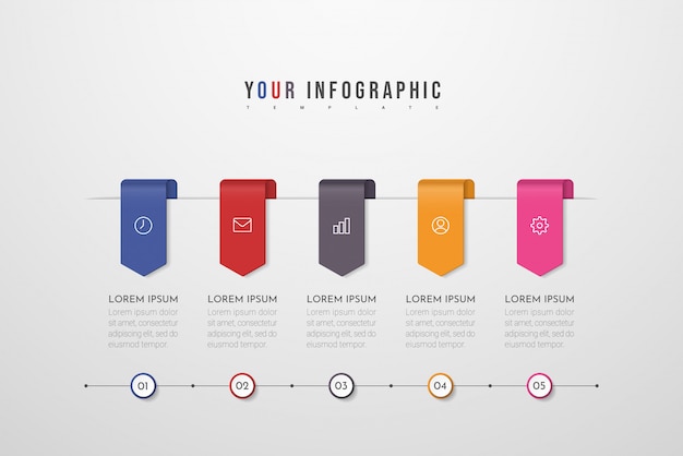 Infographic design with icons and five options or steps. Can be used for presentations banner, workflow layout, process diagram, flow chart.  illustration.