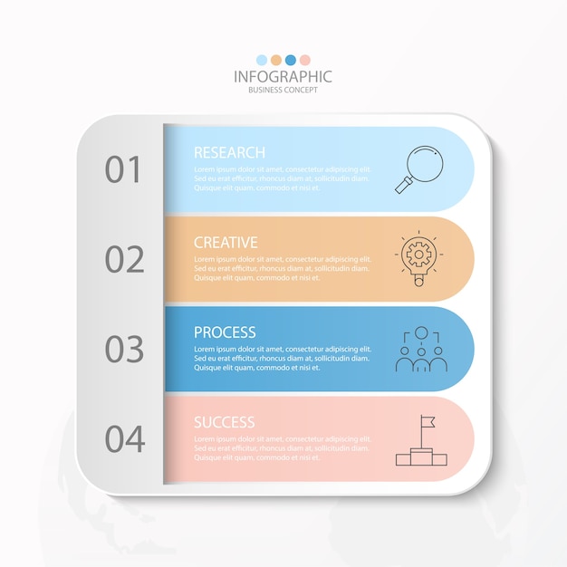 Infographic design with thin line icons and four options or steps for info graphics, flow charts, presentations.