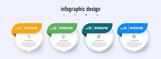 Infographic elegant steps collection flat design template with 4 step Premium Vector