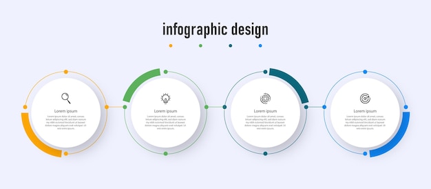 Infographic elegant steps collection flat design template with 4 step Premium Vector