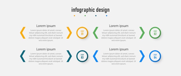 Infographic elegant steps collection flat design template with 4 step Premium Vector