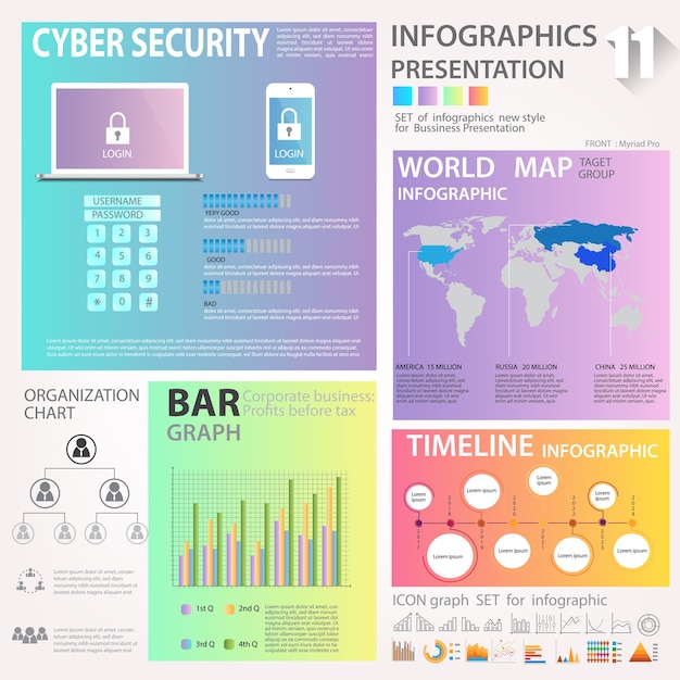 Infographic element templates sets 