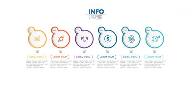 Infographic element with 6 options or steps. Can be used for process, presentation, diagram, workflow layout, info graph, web design.