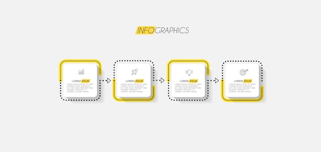 Infographic element with icons and 4 options or steps. 