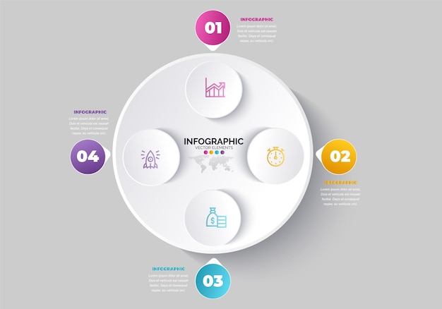 Infographic element with icons and 4 options or steps