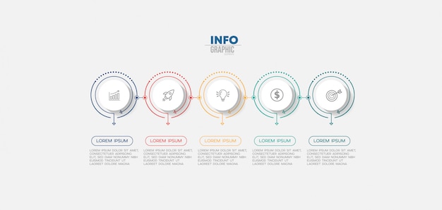 Infographic element with icons and 5 options or steps. 